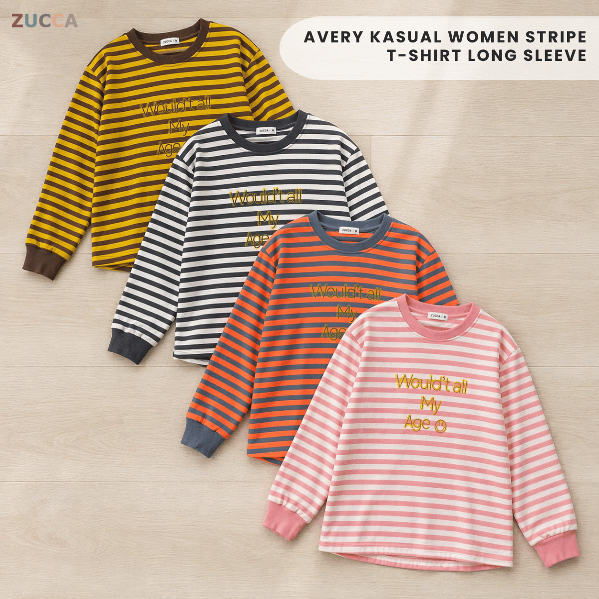 ZUCCA AVERY KASUAL WOMEN STRIPE T-SHIRT LONG SLEEVE - MA144