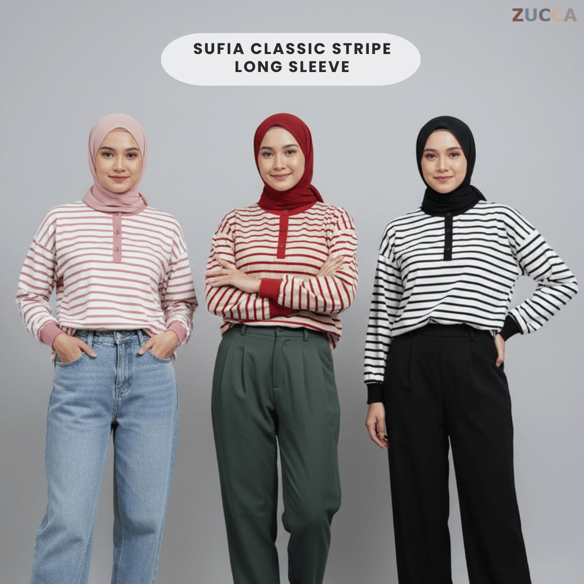 ZUCCA SUFIA CLASSIC STRIPE LONG SLEEVE - MA145 (GN230)