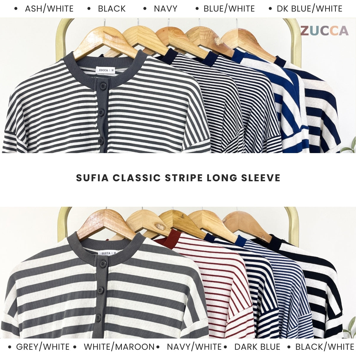 ZUCCA SUFIA CLASSIC STRIPE LONG SLEEVE - MA145 (GN230)