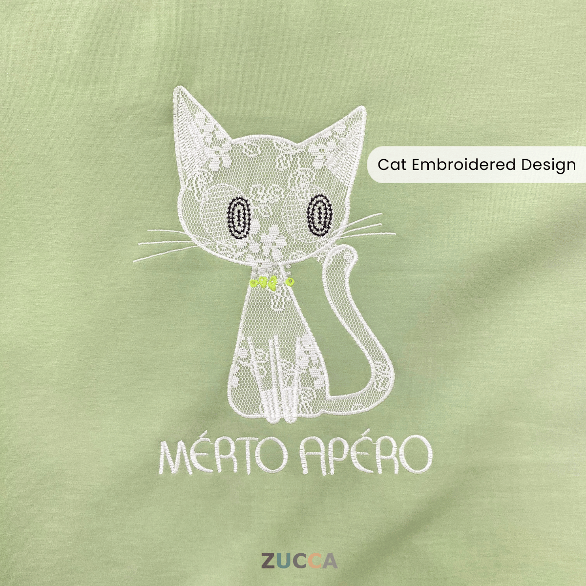 ZUCCA LAVEENA MINIMAL CAT EMBROIDERY COZY SWEATSHIRT - MA151