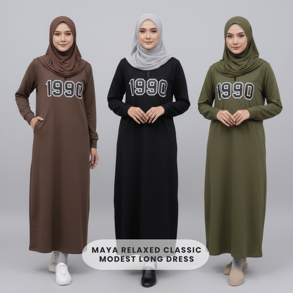 ZUCCA MAYA RELAXED CLASSIC MODEST LONG DRESS - MA153