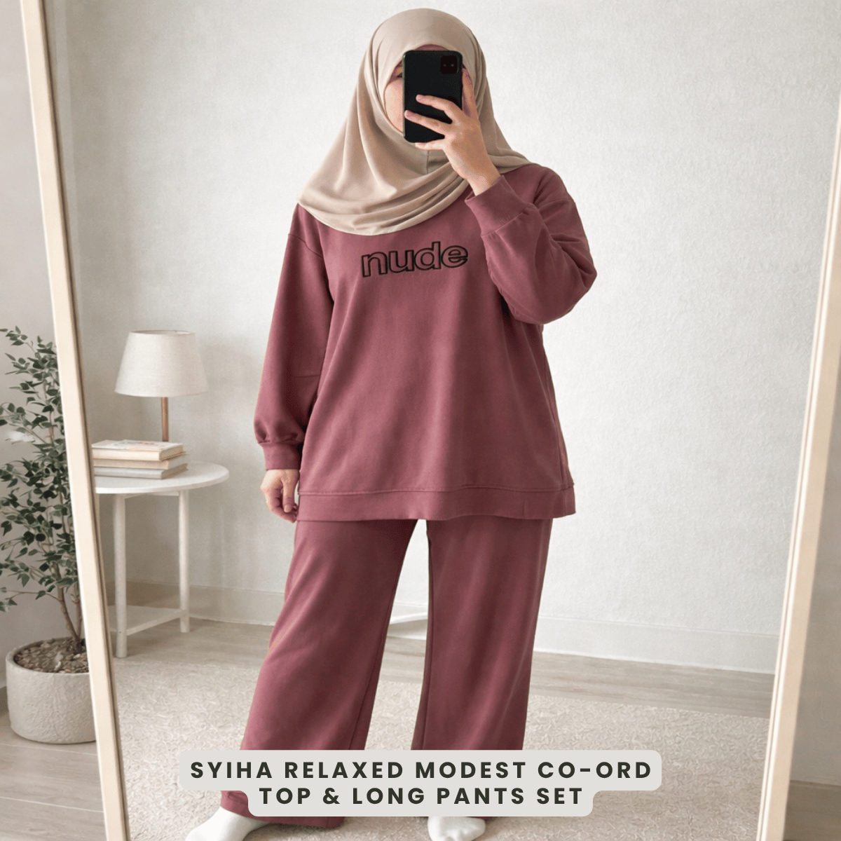 ZUCCA SYIHA RELAXED MODEST CO-ORD TOP &amp; LONG PANTS SET - MA160
