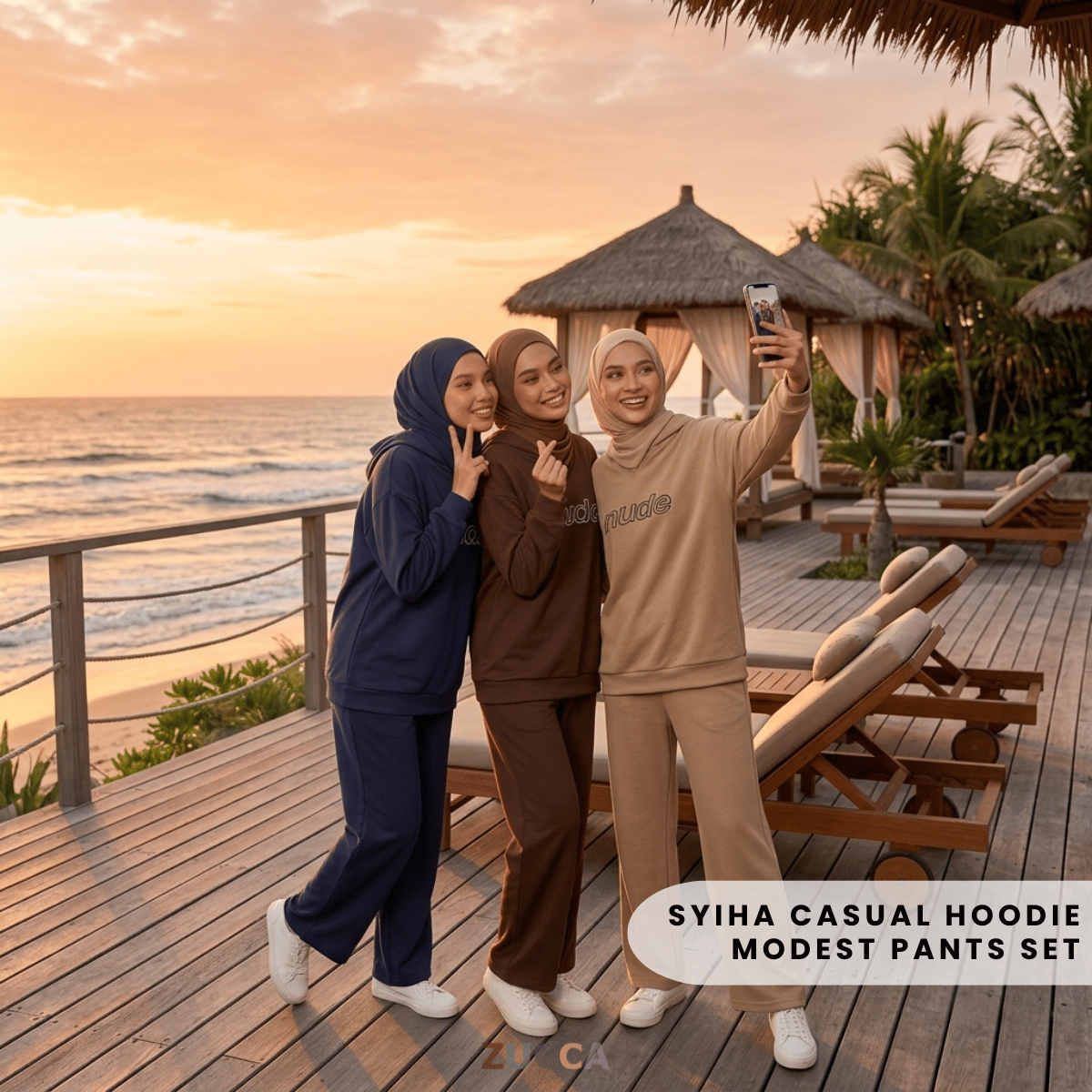 ZUCCA SYIHA CASUAL HOODIE MODEST PANTS SET - MA160
