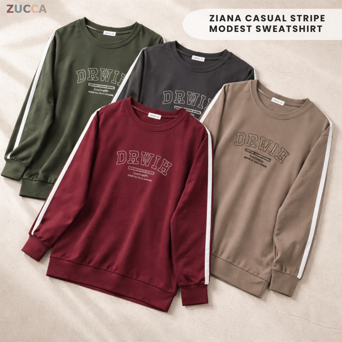 ZUCCA ZIANA CASUAL STRIPE MODEST SWEATSHIRT – MA162