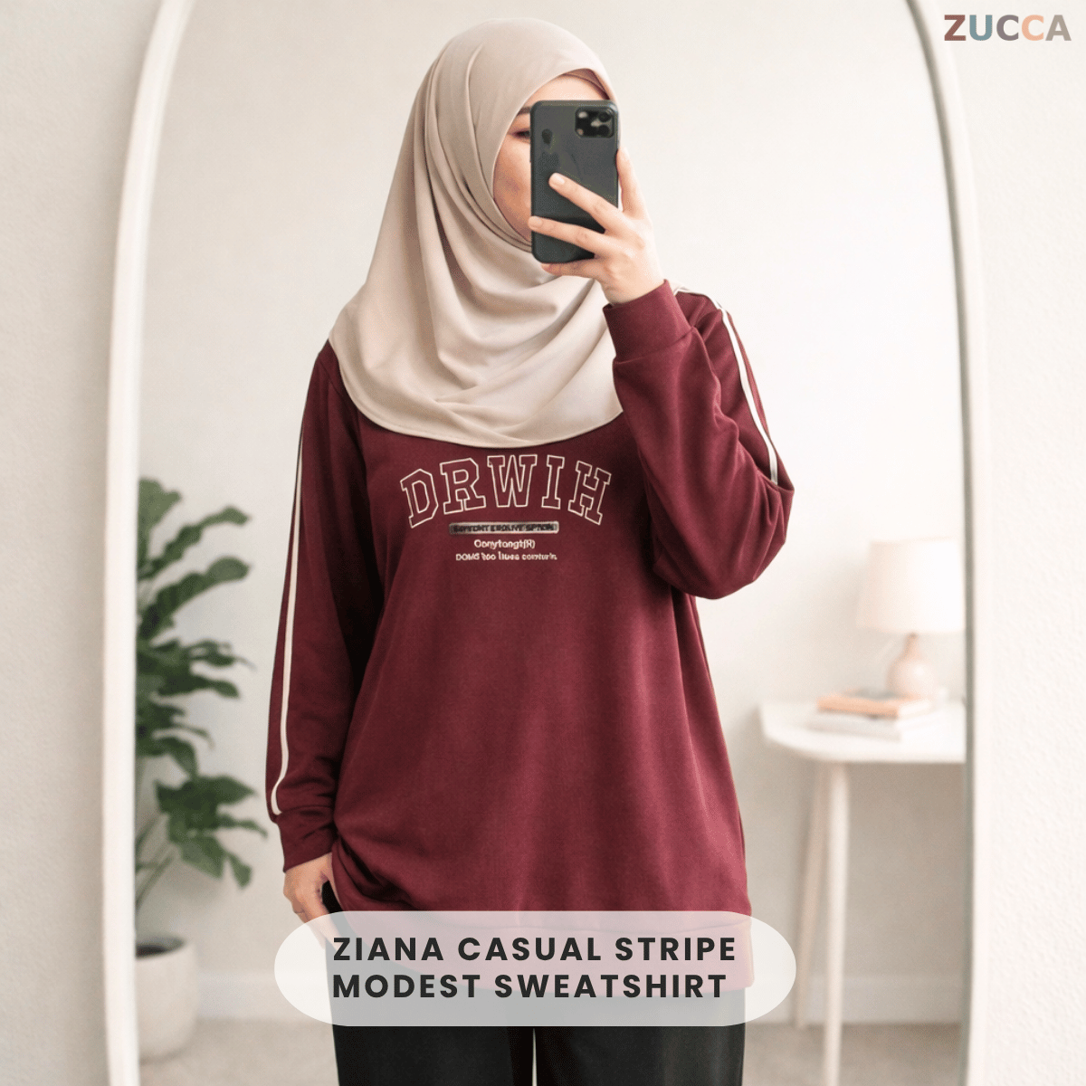 ZUCCA ZIANA CASUAL STRIPE MODEST SWEATSHIRT – MA162