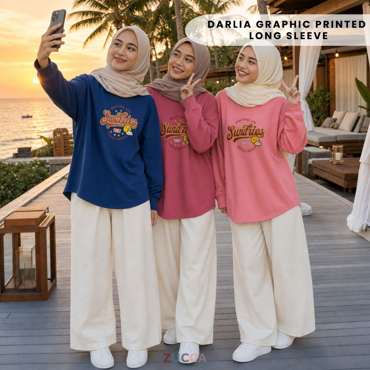ZUCCA DARLIA GRAPHIC PRINTED LONG SLEEVE-MA163