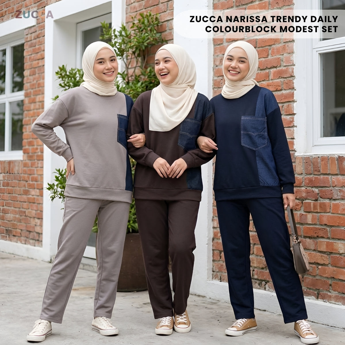 ZUCCA NARISSA TRENDY DAILY COLOURBLOCK MODEST SET - MA165