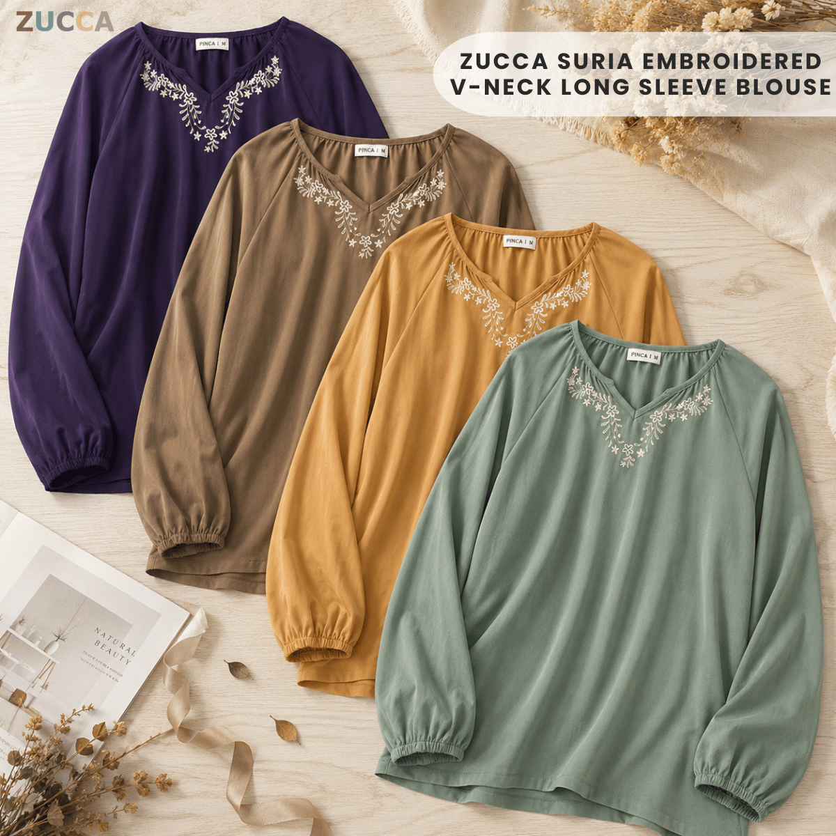 ZUCCA SURIA MINIMALIST PLAIN BLOUSE LONG SLEEVE - MA184