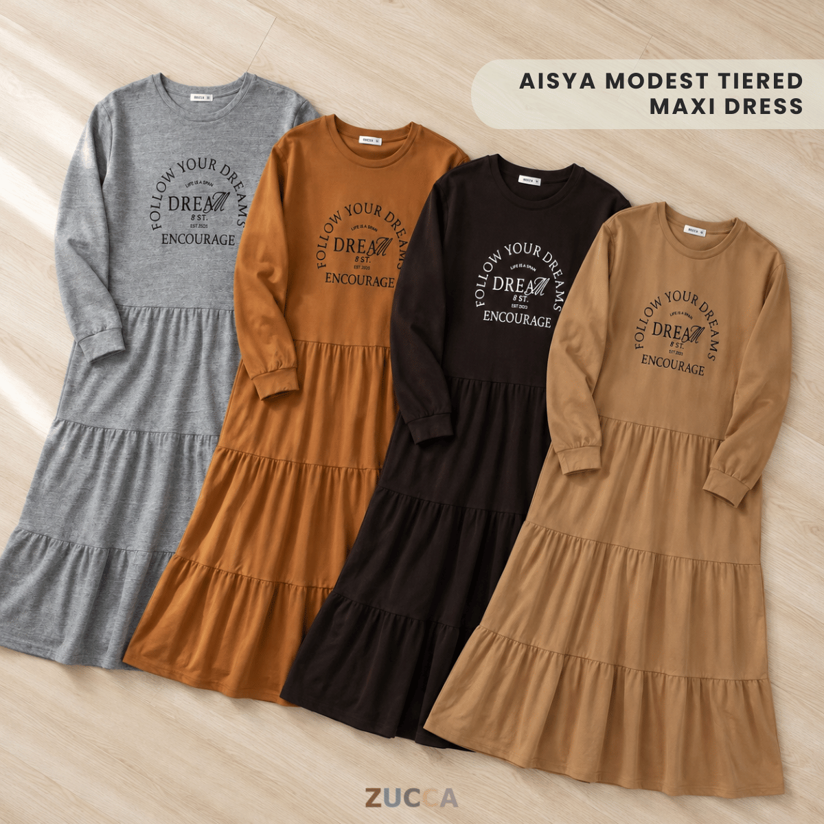 ZUCCA AISYA MODEST TIERED MAXI DRESS - MA168