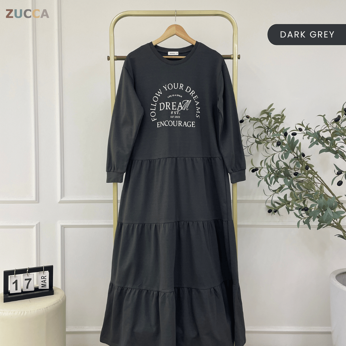ZUCCA AISYA SOFT TIERED MODEST DRESS - MA168