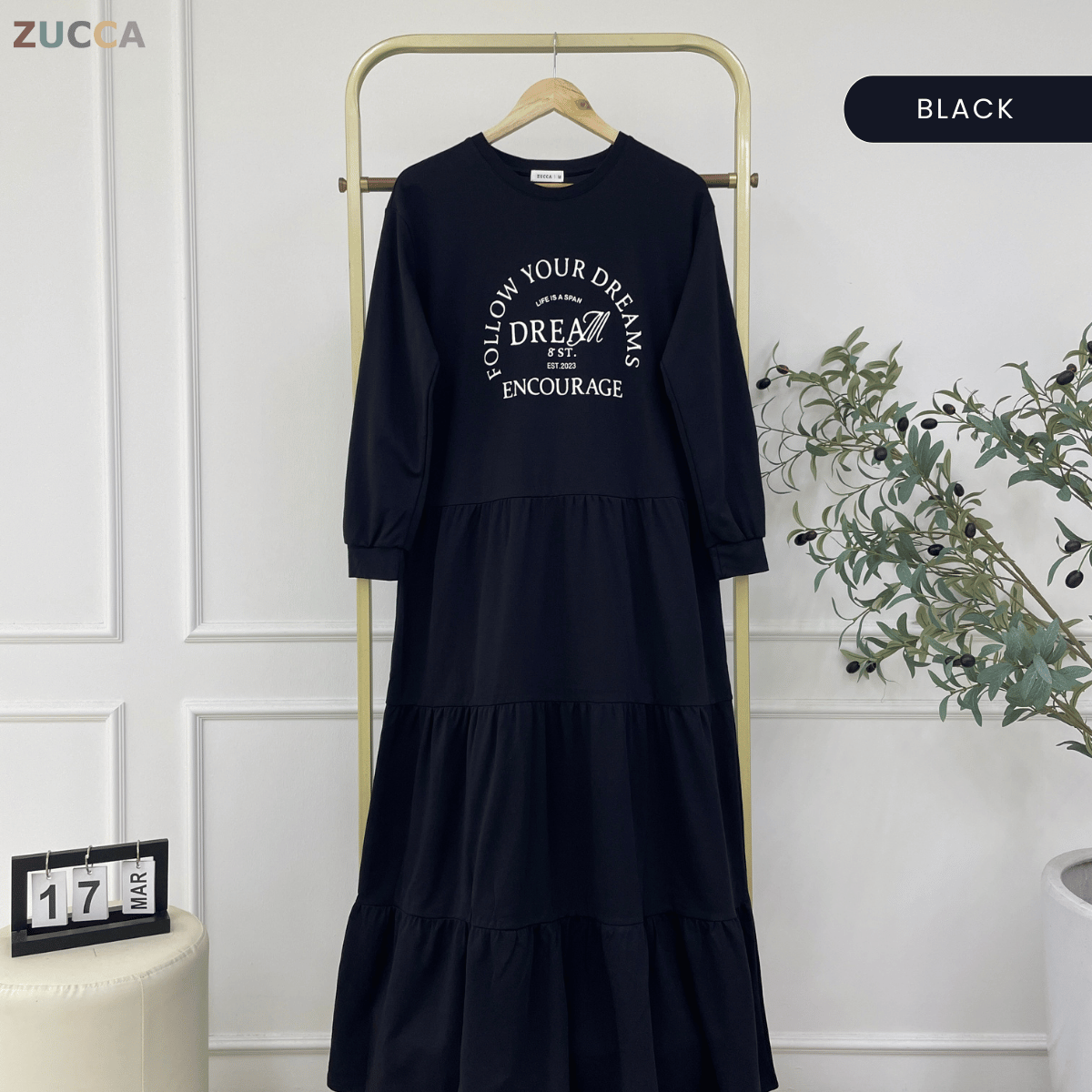 ZUCCA AISYA SOFT TIERED MODEST DRESS - MA168