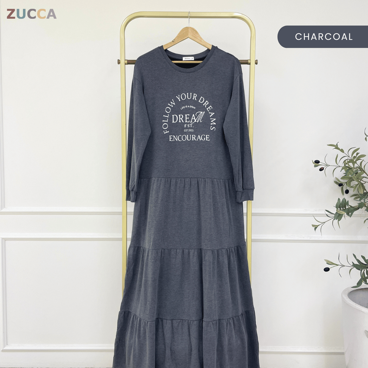 ZUCCA AISYA SOFT TIERED MODEST DRESS - MA168