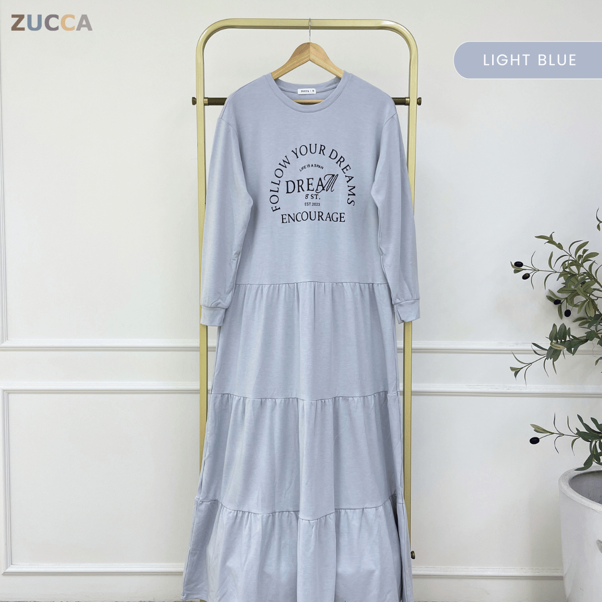 ZUCCA AISYA SOFT TIERED MODEST DRESS - MA168