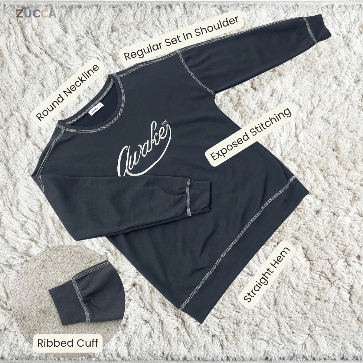 ZUCCA QIANA SIGNATURE STITCH MODEST CO-ORD SET - MA170 (GN258)