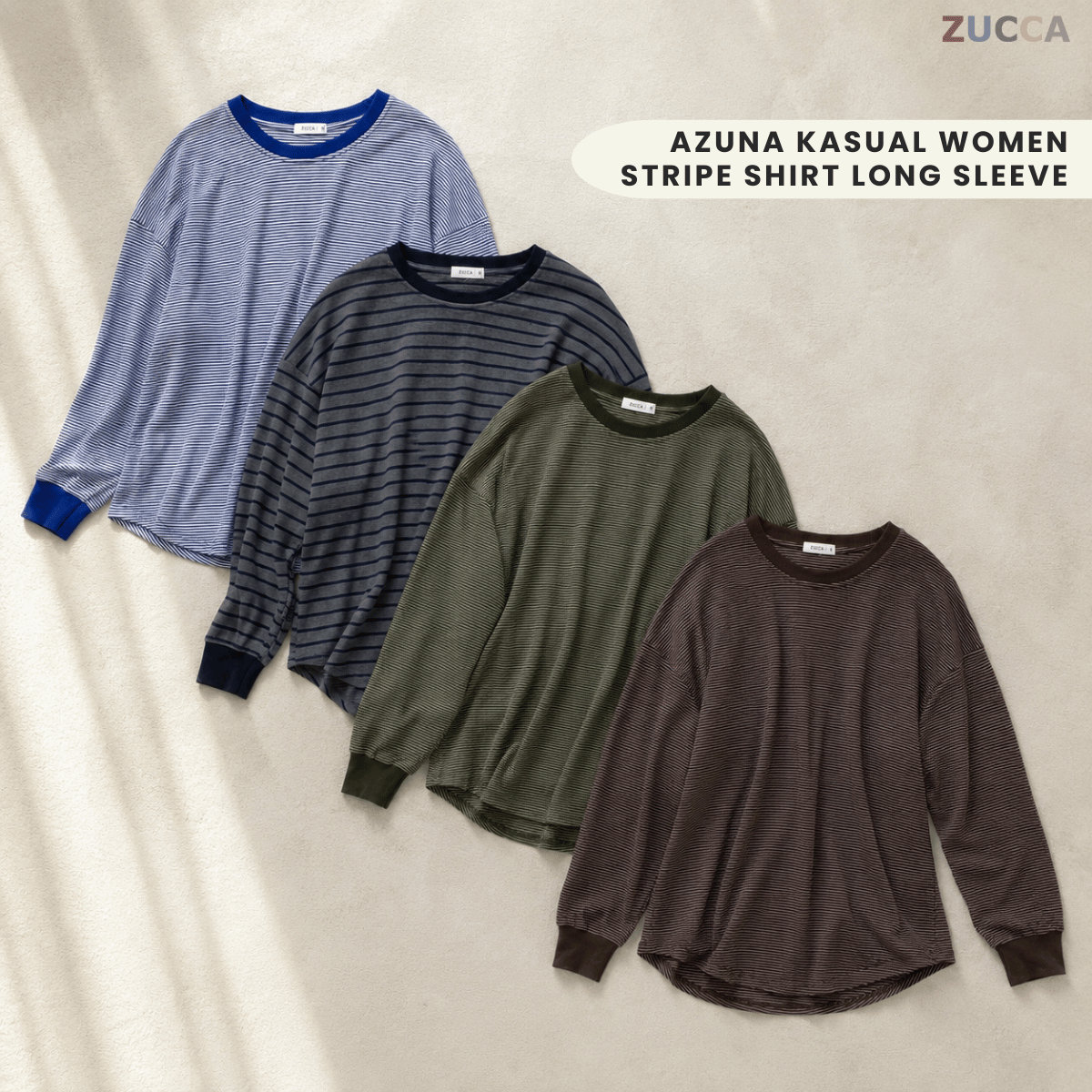 ZUCCA AZUNA CASUAL FINE STRIPE LONG SLEEVE TOP - MA172