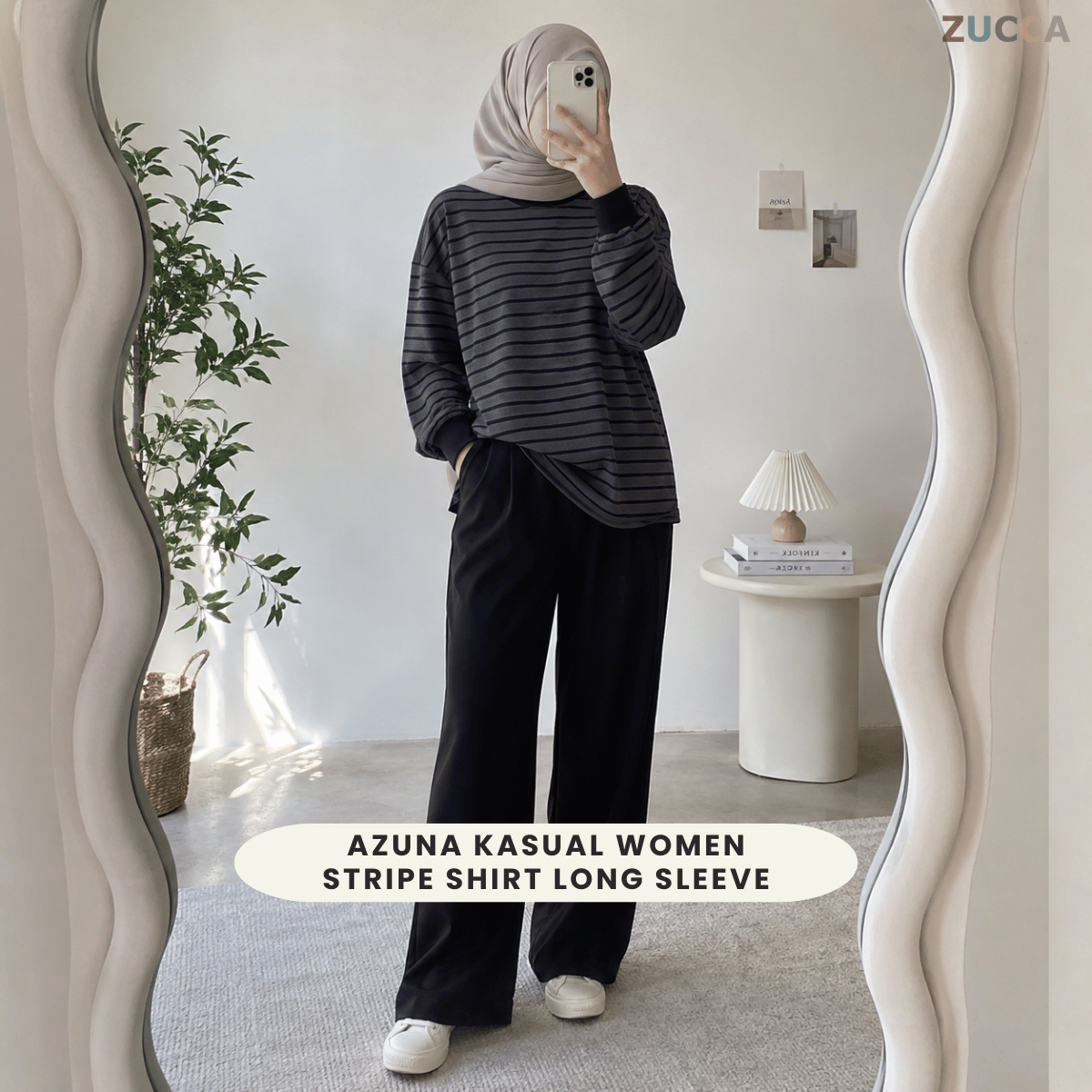 ZUCCA AZUNA CASUAL FINE STRIPE LONG SLEEVE TOP - MA172