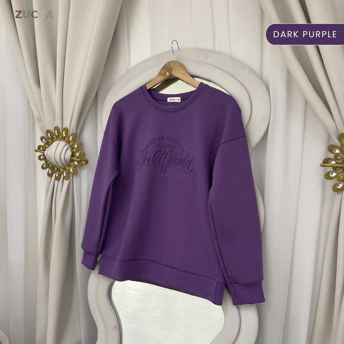 ZUCCA MARSHA EMBOSSED TEXTURED COMFORT CALIFORNIA SWEATSHIRT - MA174