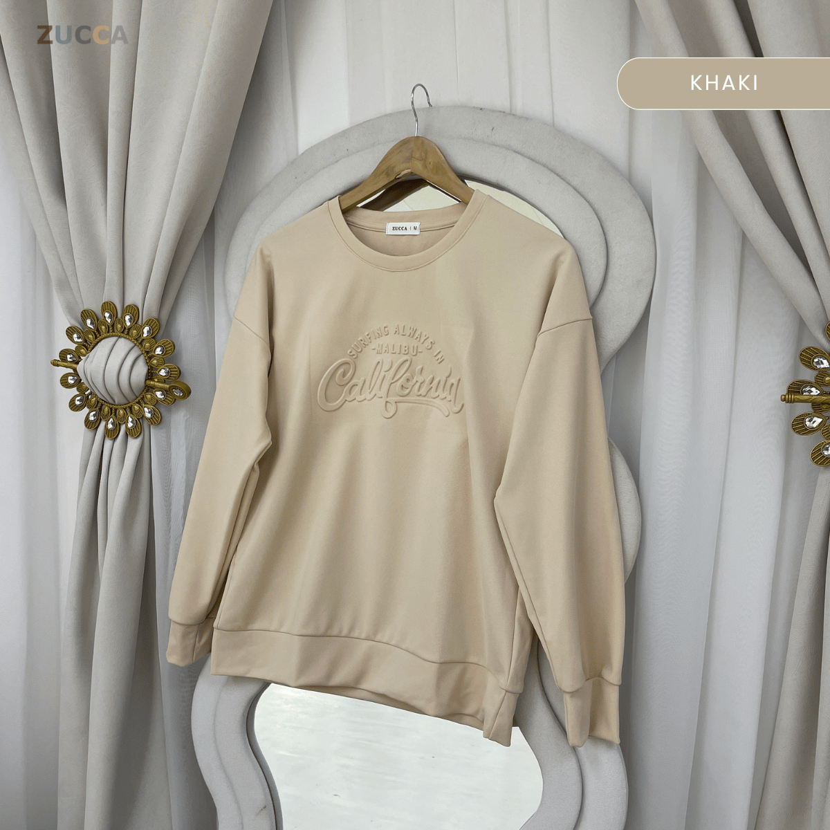 ZUCCA MARSHA EMBOSSED TEXTURED COMFORT CALIFORNIA SWEATSHIRT - MA174