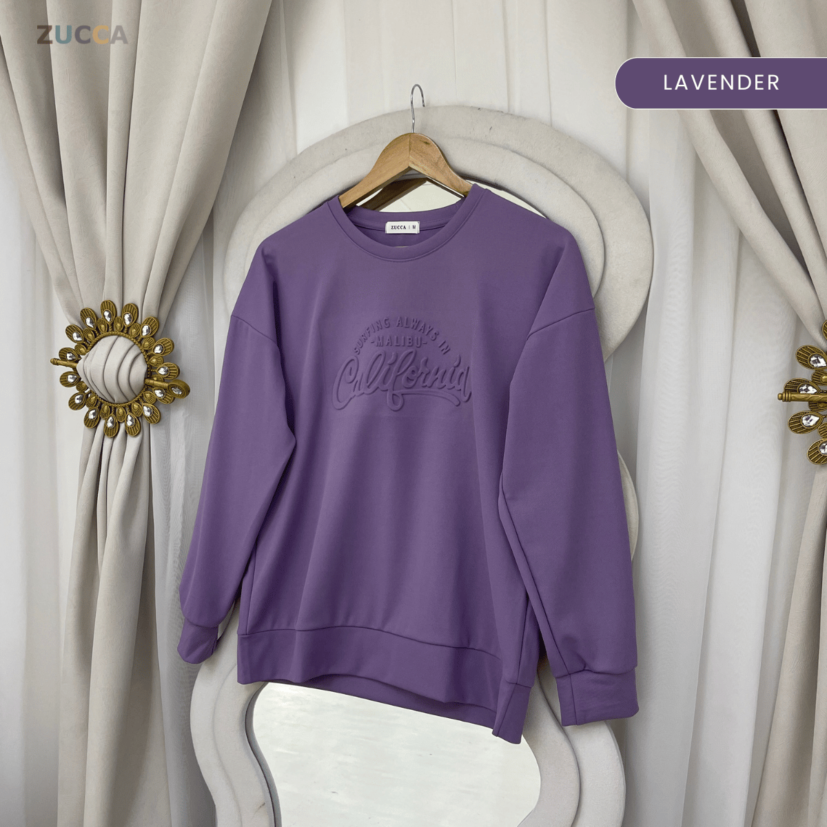 ZUCCA MARSHA EMBOSSED TEXTURED COMFORT CALIFORNIA SWEATSHIRT - MA174
