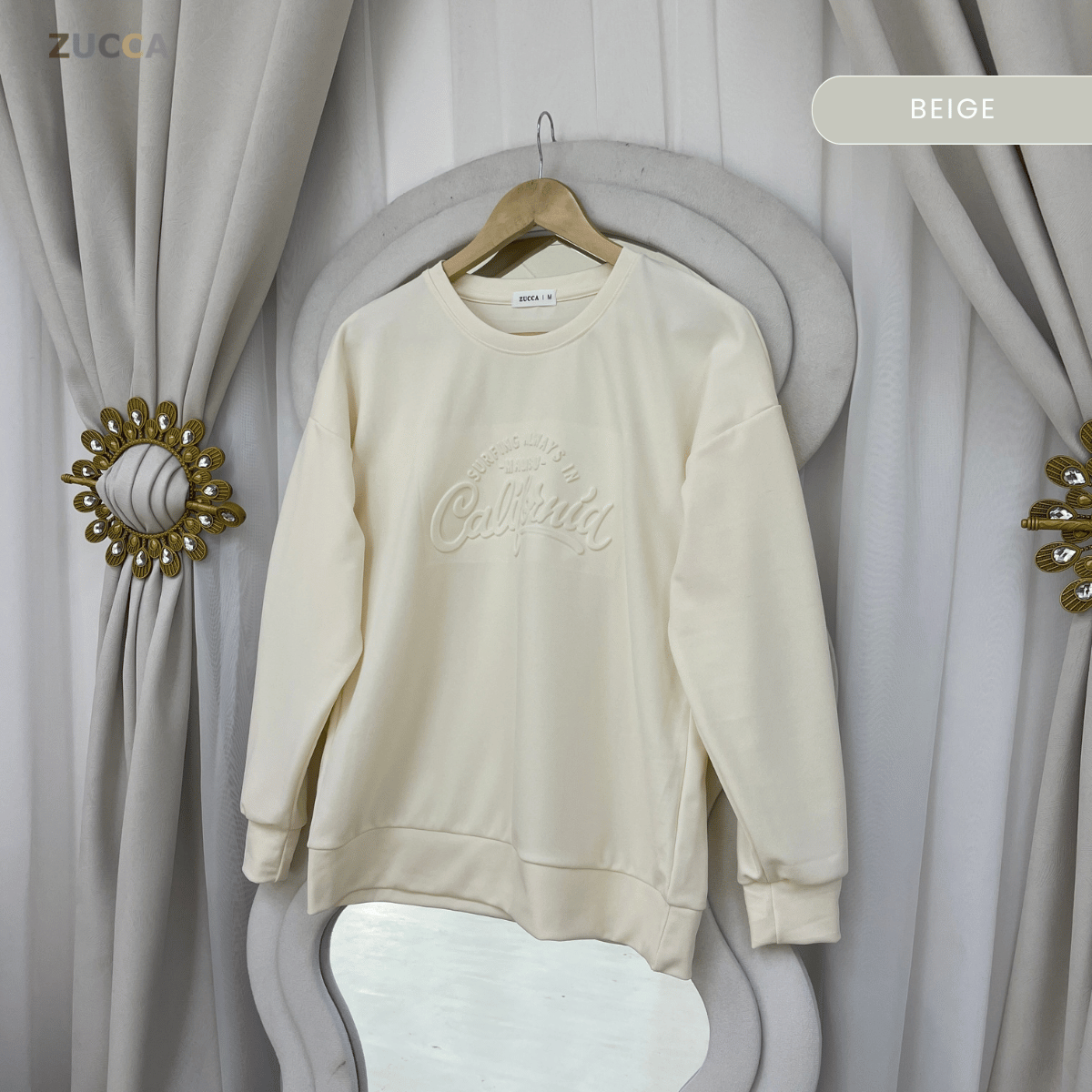 ZUCCA MARSHA EMBOSSED TEXTURED COMFORT CALIFORNIA SWEATSHIRT - MA174
