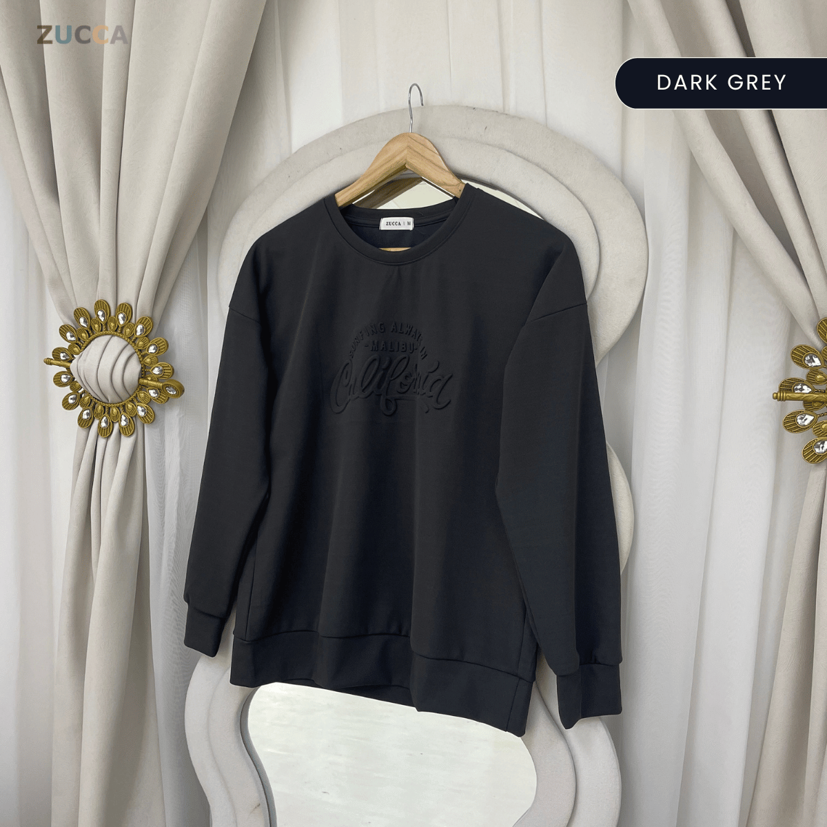ZUCCA MARSHA EMBOSSED TEXTURED COMFORT CALIFORNIA SWEATSHIRT - MA174