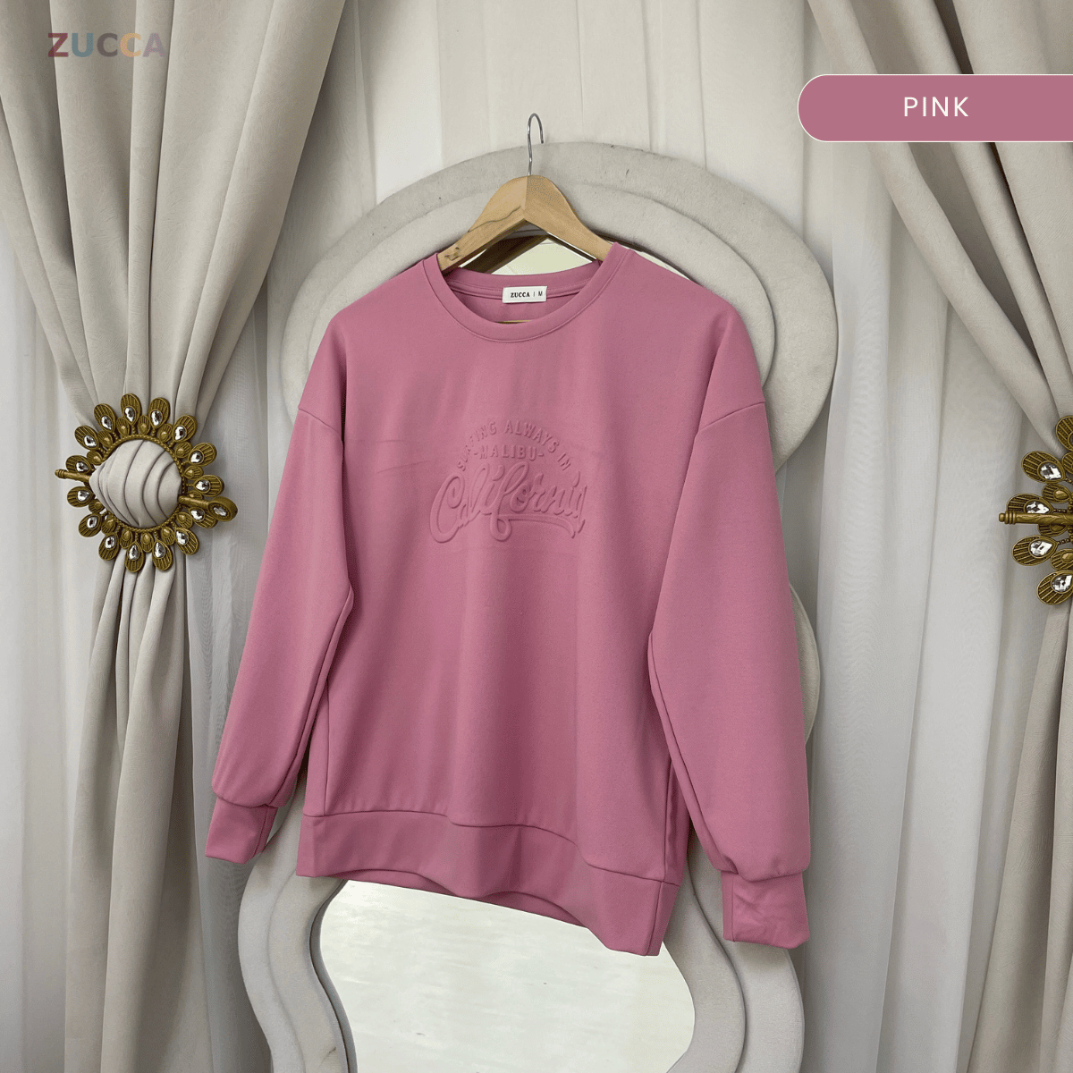 ZUCCA MARSHA EMBOSSED TEXTURED COMFORT CALIFORNIA SWEATSHIRT - MA174