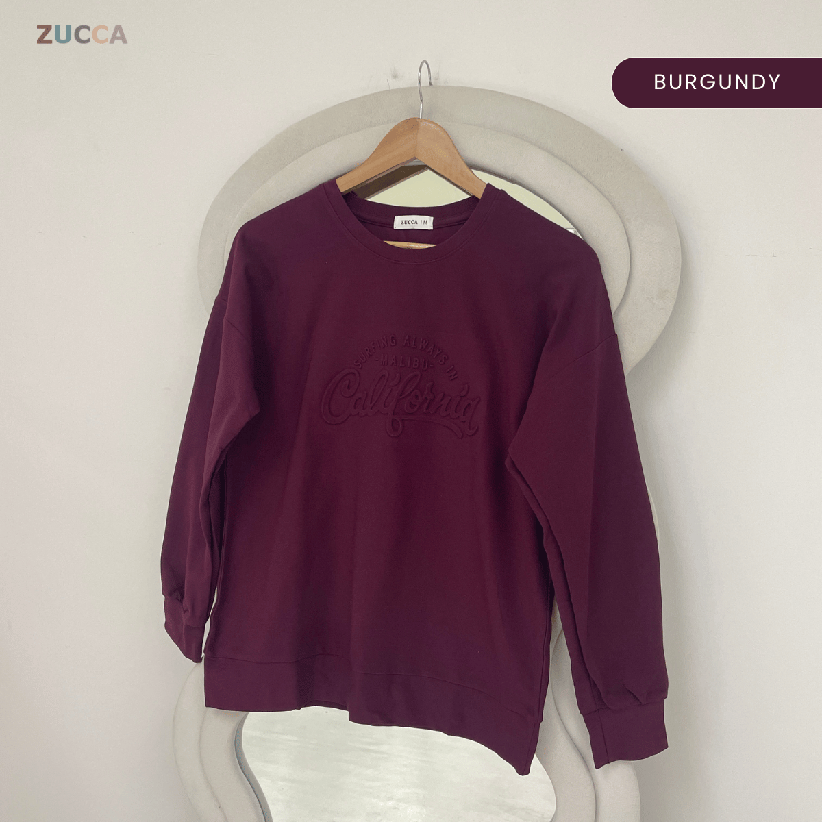 ZUCCA MARSHA EMBOSSED TEXTURED COMFORT CALIFORNIA SWEATSHIRT - MA174