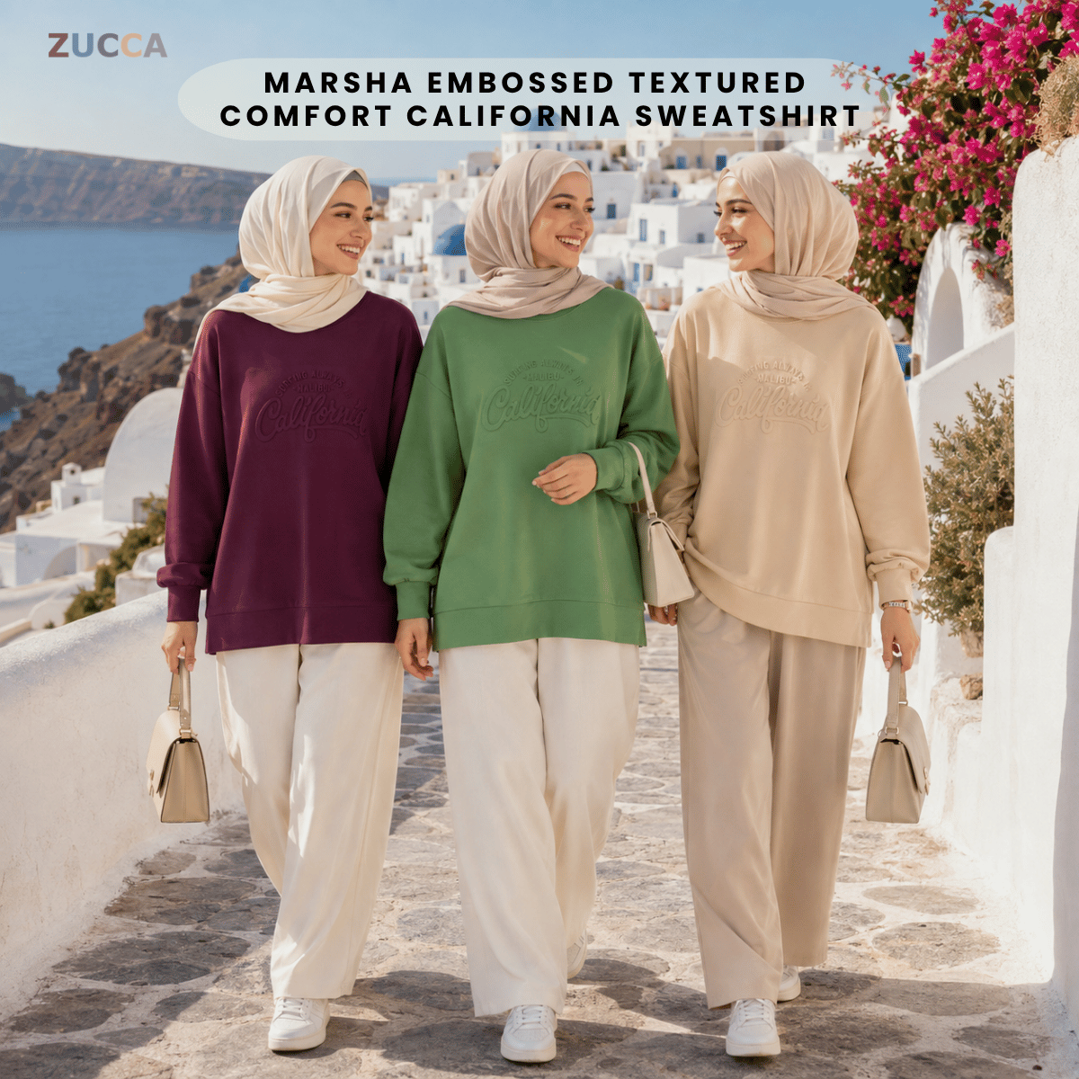ZUCCA MARSHA EMBOSSED TEXTURED COMFORT CALIFORNIA SWEATSHIRT - MA174