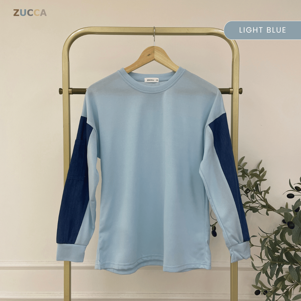 ZUCCA CELINE LONG SLEEVE DENIM PANEL MODEST TOP -MA176