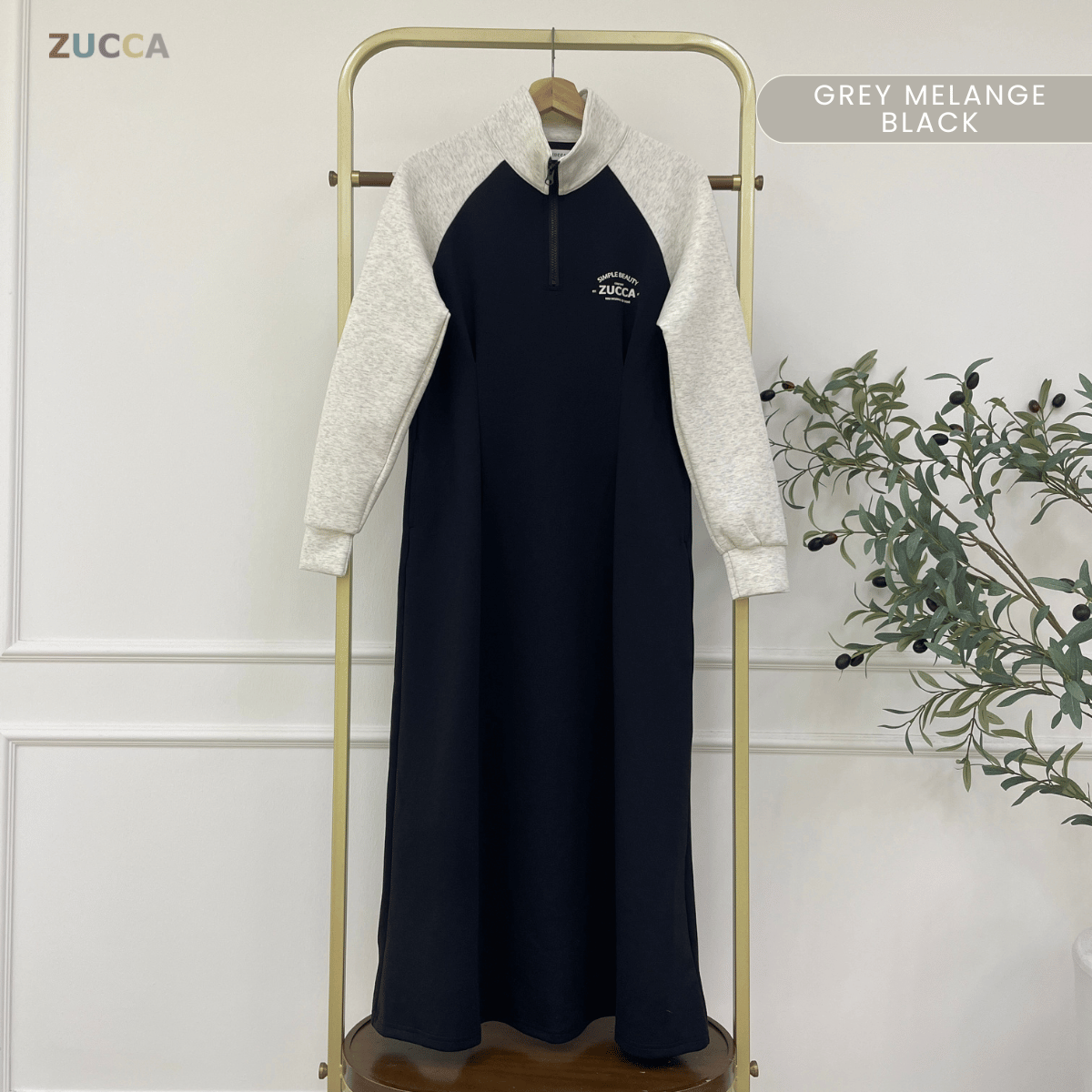 ZUCCA VIVI HALF ZIP LUXE MODEST DRESS ATHLEISURE - MA177