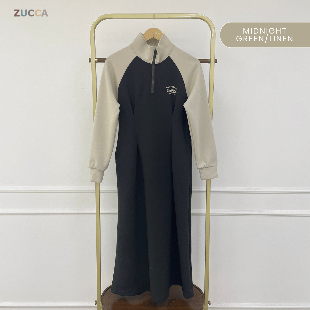 ZUCCA VIVI HALF ZIP LUXE MODEST DRESS ATHLEISURE - MA177