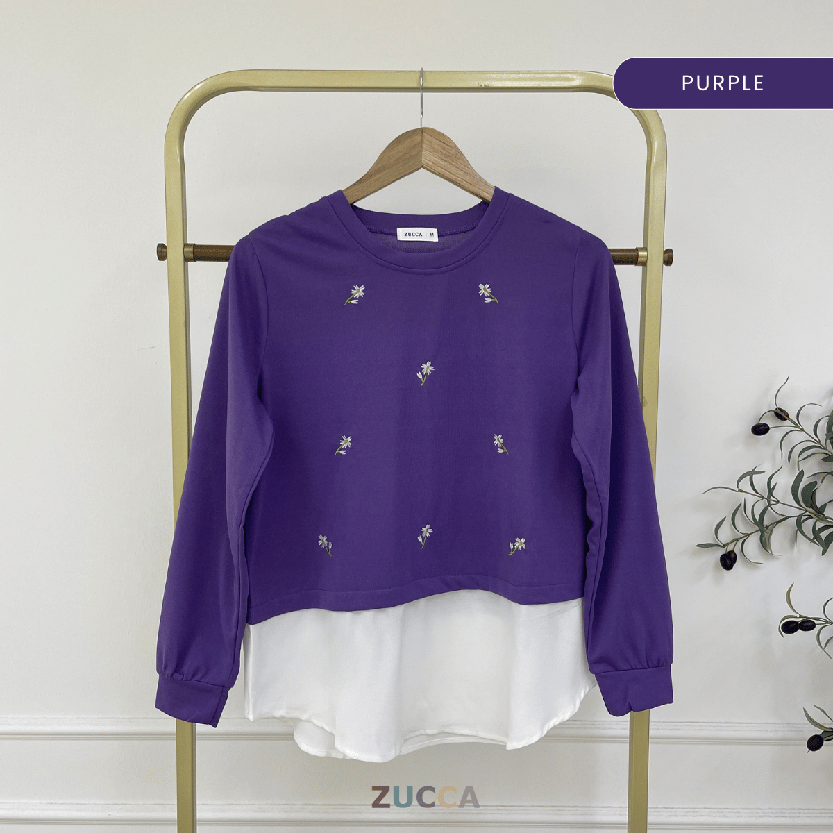 ZUCCA FARISHA FLORAL EMBROIDERY LAYERED MODEST TOP - MA179 (GN272)