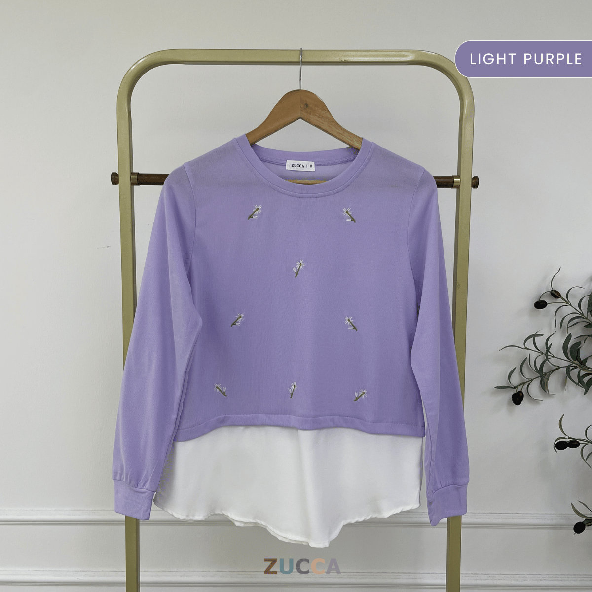 ZUCCA FARISHA FLORAL EMBROIDERY LAYERED MODEST TOP - MA179 (GN272)