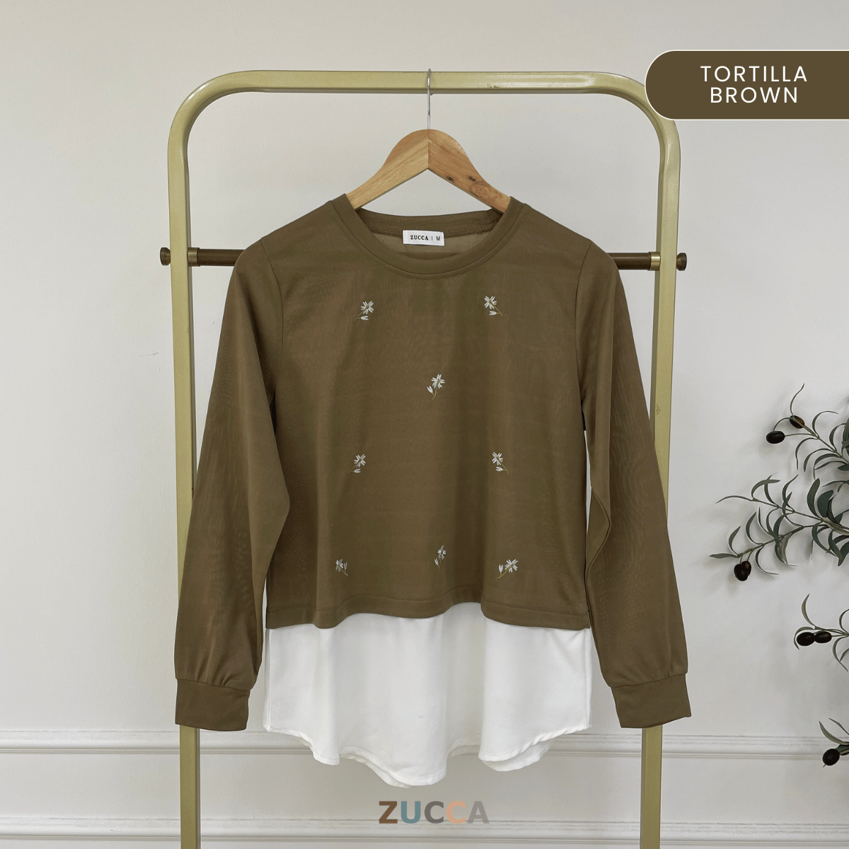 ZUCCA FARISHA FLORAL EMBROIDERY LAYERED MODEST TOP - MA179 (GN272)