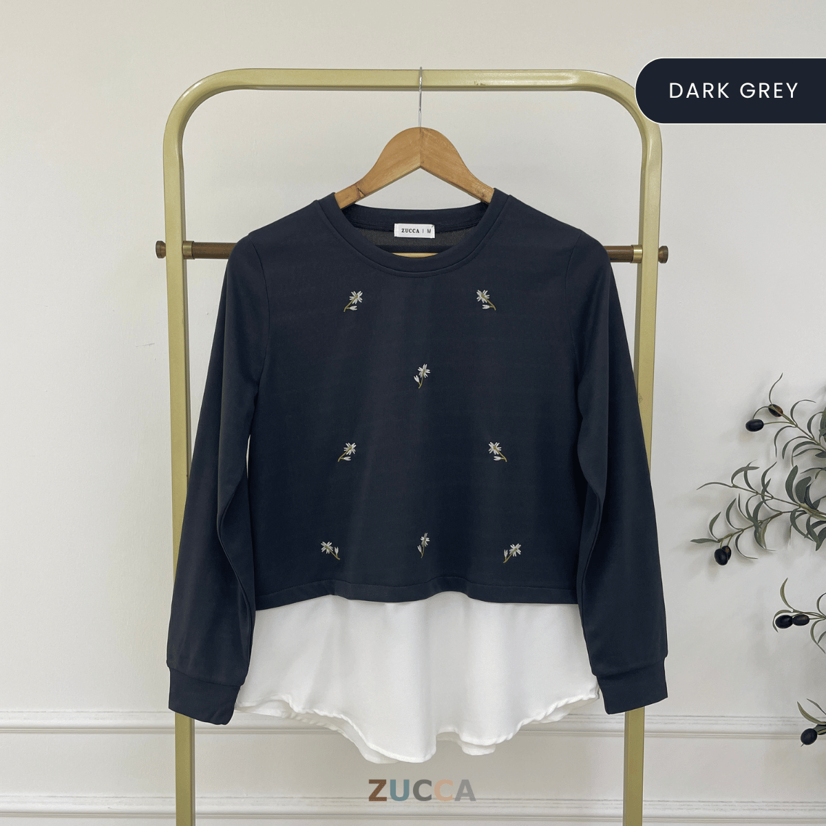 ZUCCA FARISHA FLORAL EMBROIDERY LAYERED MODEST TOP - MA179 (GN272)