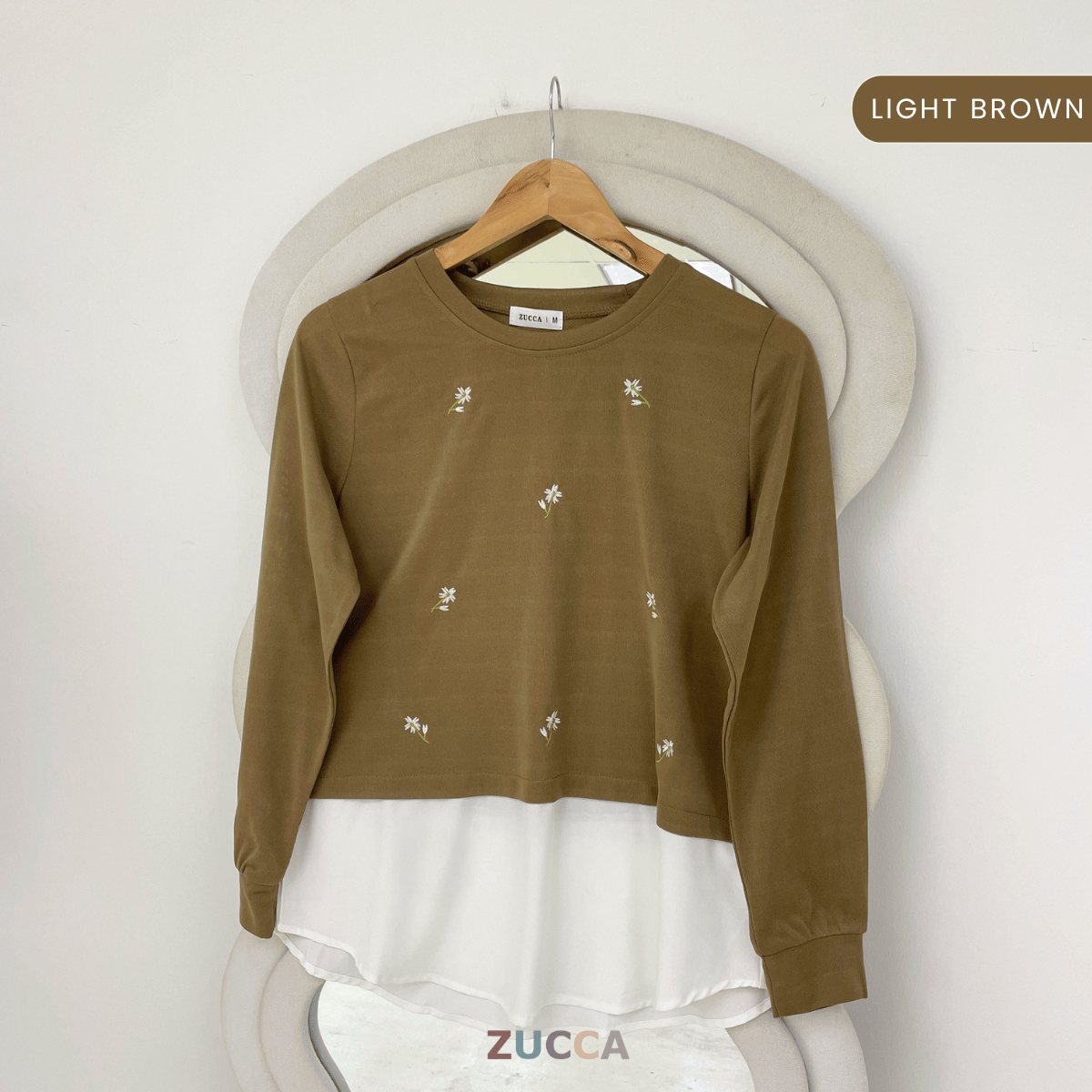 ZUCCA FARISHA FLORAL EMBROIDERY LAYERED MODEST BLOUSE- MA179 (GN272)