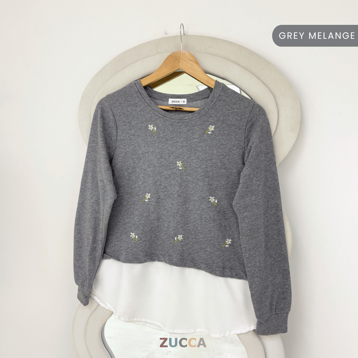 ZUCCA FARISHA FLORAL EMBROIDERY LAYERED MODEST BLOUSE- MA179 (GN272)
