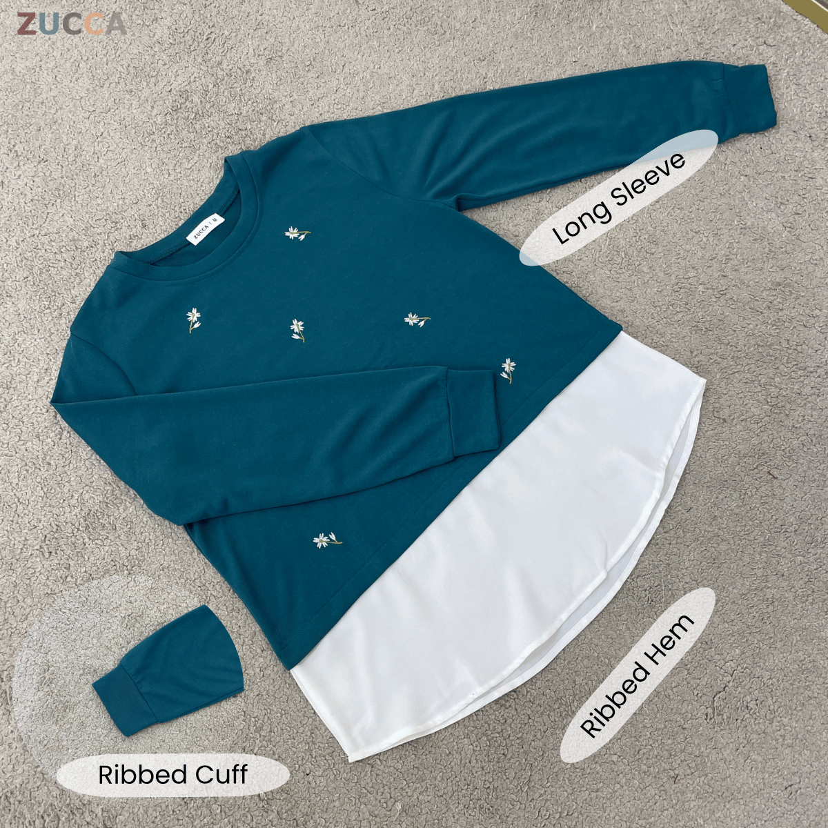 ZUCCA FARISHA FLORAL EMBROIDERY LAYERED MODEST TOP - MA179 (GN272)