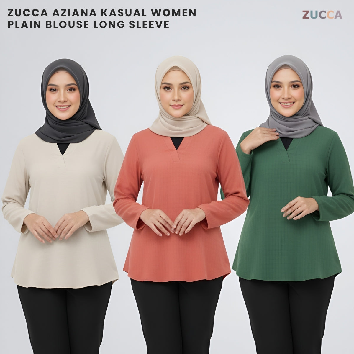 ZUCCA AZIANA KASUAL WOMEN PLAIN BLOUSE LONG SLEEVE - MA180