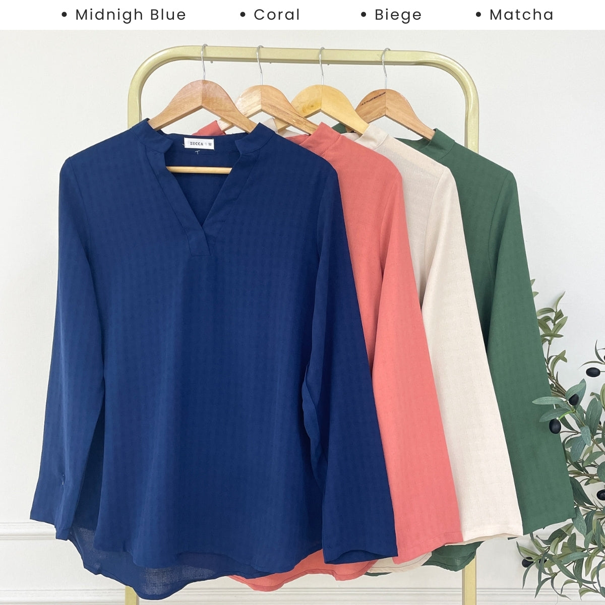 ZUCCA AZIANA KASUAL WOMEN PLAIN BLOUSE LONG SLEEVE - MA180
