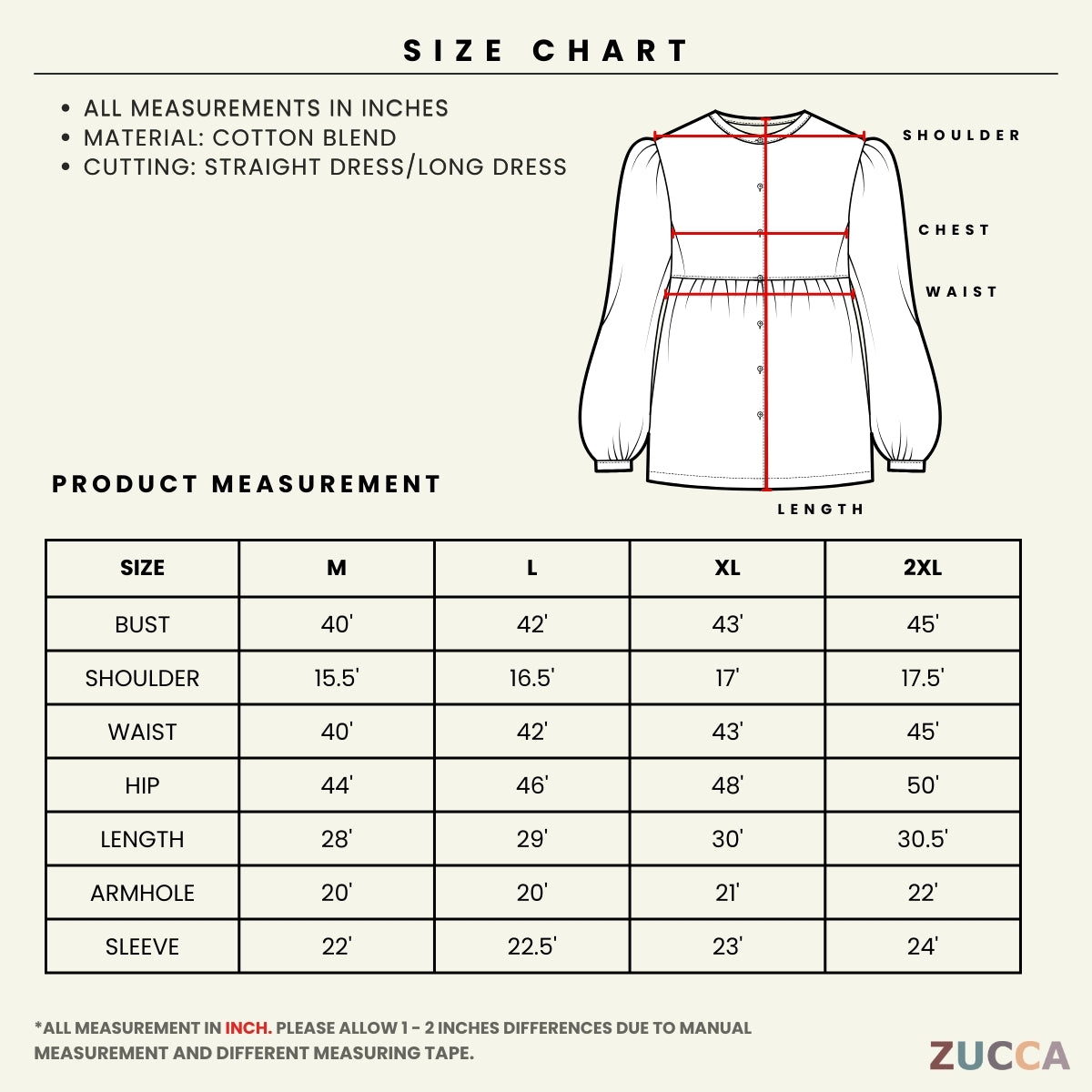 ZUCCA AZIANA KASUAL WOMEN PLAIN BLOUSE LONG SLEEVE - MA180