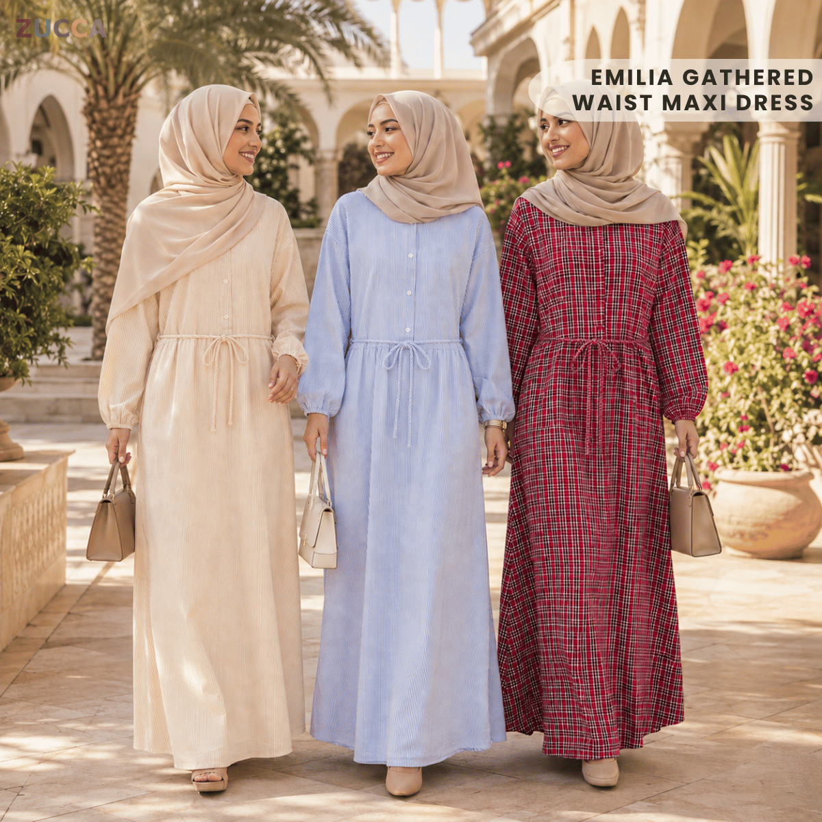 ZUCCA EMILIA GATHERED WAIST MAXI DRESS - MA181