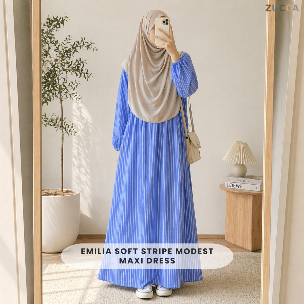 ZUCCA EMILIA SOFT STRIPE MODEST MAXI DRESS-MA181
