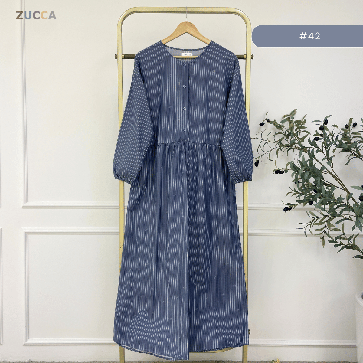ZUCCA EMILIA SOFT STRIPE MODEST MAXI DRESS-MA181