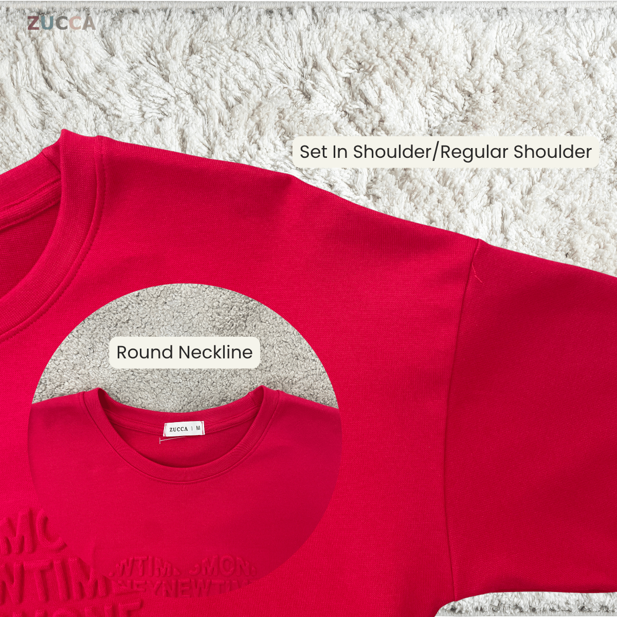 ZUCCA MALIA SOFT TOUCH  EMBOSSED HEART MODEST SWEATSHIRT - MA183