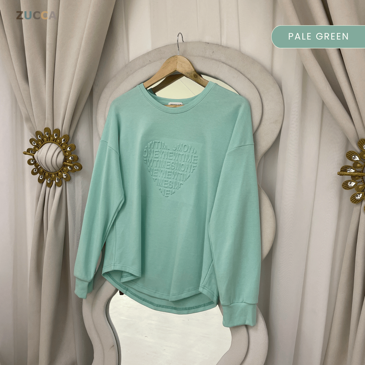 ZUCCA MALIA SOFT TOUCH  EMBOSSED HEART MODEST SWEATSHIRT - MA183