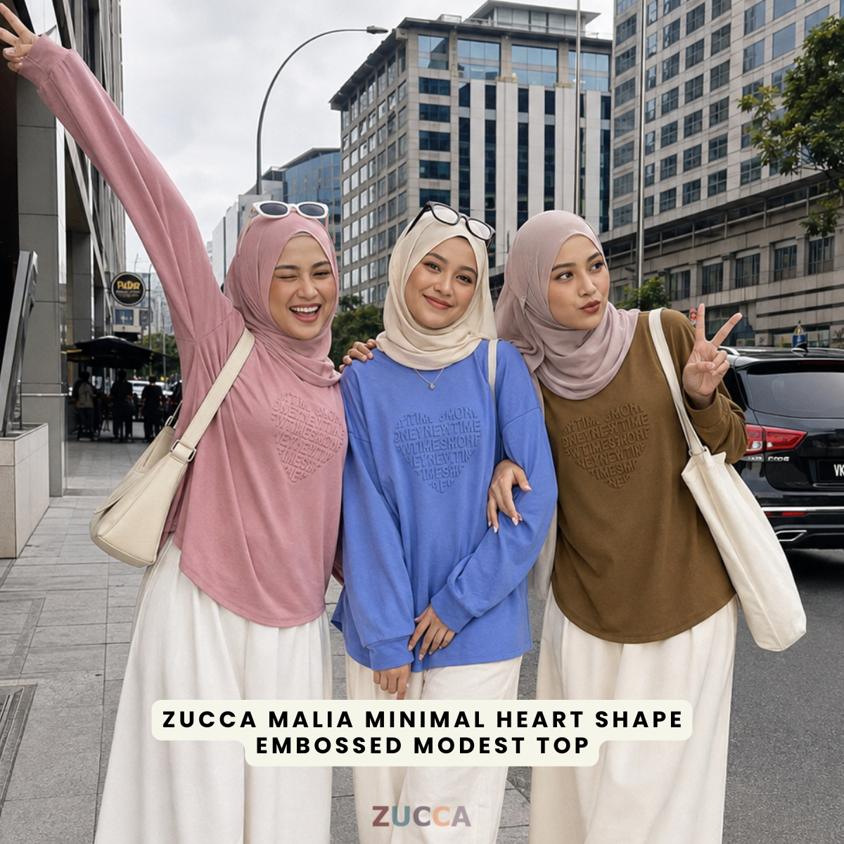 ZUCCA MALIA MINIMAL HEART SHAPE EMBOSSED MODEST TOP - MA183