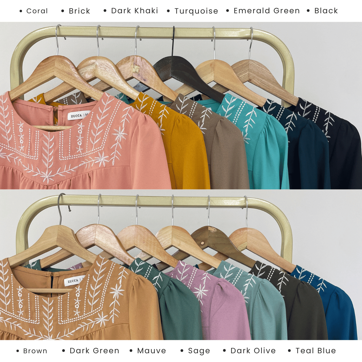 ZUCCA MARLA EMBROIDERED MODEST BLOUSE TOP LOOSE - MA185