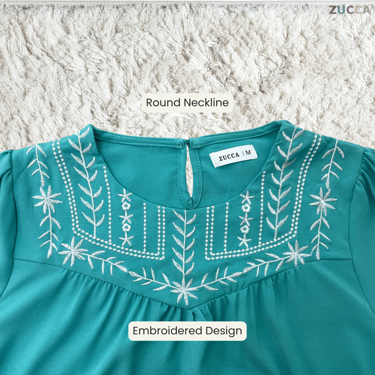 ZUCCA MARLA EMBROIDERED MODEST BLOUSE TOP LOOSE - MA185