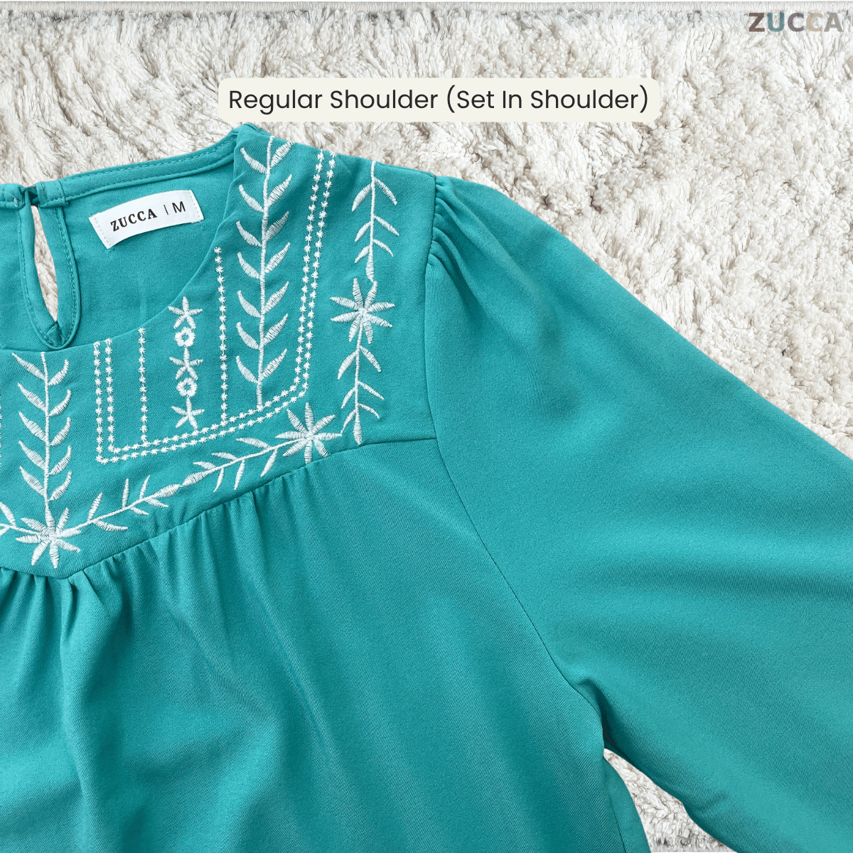 ZUCCA MARLA EMBROIDERED MODEST BLOUSE TOP LOOSE - MA185